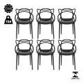 Imagem da oferta Kit 6 Cadeiras De Jantar Allegra Master Empilhável Polipropileno Waw Design Modelo Allegra Cor Preto
