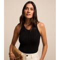 Imagem da oferta Blusa sem Manga em Viscose Canelada com Fio Metalizado