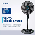 Imagem da oferta Ventilador de Coluna TYF Preto 40cm Turbo 6 Pás Oscilantes modelo 110v.