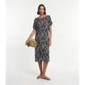 Imagem da oferta Vestido Midi em Viscose com Gola Canoa e Estampa Abstrata