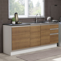 Imagem da oferta Kit com 2 Balcões de Cozinha Madesa Acordes 100% MDF (Sem Tampo e Pia) Branco/Rustic