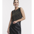 Imagem da oferta Blusa sem Manga com Estampa de Folhagens e Detalhes de PU Tam PP