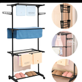 Imagem da oferta Varal Dobrável De Chão 3 Andares De Roupas Grande Com Rodinha Aba Lateral Retrátil Para Cabide Lavanderia Apartamento