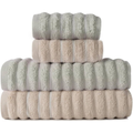 Imagem da oferta Kit com 4 Toalhas de Banho 100% Algodão Macia Felpuda e Alta Absorção (Bege e Verde)