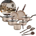 Imagem da oferta Jogo De Panelas 10 Peças Antiaderente Conjunto Caçarola Frigideira Fervedor Cor Coffee Cappuccino Kit Talheres