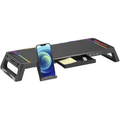 Imagem da oferta C3Tech Base para Monitor Gaming BM-L100BK preto com luzes RGB Possui Hub USB embutido com saídas 1 x USB 3.0 e 3 x USB