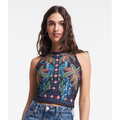 Imagem da oferta Blusa sem Manga em Ribana com Estampa de Coqueiros Tam PP