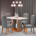 Imagem da oferta Mesa de Jantar 4 Lugares Los Angeles MelBlondeVeludo Cinza - Panorama Móveis