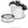 Imagem da oferta Panela de Pressão 7L Tefal OptiSpace em Inox com Fundo Triplo e Cesto de Vapor
