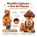 Imagem da oferta Kit Páscoa Infantil Mochila Capivara com Touca + Ovo Temático Presente Fofo Meninos e Meninas
