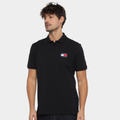 Imagem da oferta Camisa Polo Tommy Jeans Casual Badge Manga Curta Masculina - Preto