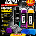 Imagem da oferta Kit Para Lavar Moto Pneu Pretinho Shampoo V-Floc Cera Tok Final Carnauba Vonixx 500ML Luva e Pano Microfibra
