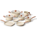 Imagem da oferta Oikos - Jogo com 8 Panelas Antiaderentes de Revestimento Cerâmica com Tampa de Vidro Terrara Bege com 5 Camadas para Fo