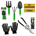 Imagem da oferta Kit Jogo Jardinagem Jardim Pá Tesoura Poda Luva 5 Peças