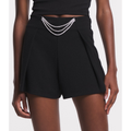 Imagem da oferta Short Curto em Crepe com Pregas e Detalhe em Cordões de Strass