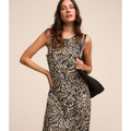 Imagem da oferta Vestido em Viscose com Fechamento em Zíper e Estampa Folhagem Tam PP