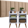Imagem da oferta Conjunto Cabeceira Cama Casal 140 Modulada Com Criado Quarto MAX - Bege com Branco