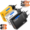Imagem da oferta Carregador de celular 240W GaN 5 em 1 com carregamento rápido adaptador de energia USB C carregador