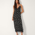 Imagem da oferta Vestido midi slip dress feminino em crepe floral - Preto
