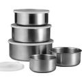 Imagem da oferta Conjunto de Potes Bowls em Aço Inox - 5 Peças c/Tampa Versátil para Cozinha Moderna