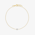 Imagem da oferta Pulseira Coração com Diamante em Ouro Amarelo 18k - 18 cm