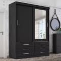 Imagem da oferta Guarda Roupa Solteiro Capri 2 Portas 6 Gav C/ Espelho Cor Onix
