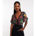 Imagem da oferta Blusa em Ribana com Mix de Estampa de Folhagens tam PP