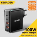 Imagem da oferta Carregador Essager 100W GaN Carga Rápida 4.0 2 Portas Type C e 2 Portas USB