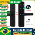 Imagem da oferta Faça brasil raykube k8 tuya wifi 8 idiomas fechadura de porta inteligente fechadura de impressão digital com alça mai