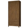 Imagem da oferta Guarda-Roupa Solteiro 3 Portas Bater 2 Gavetas Lima Moval Roupeiro - Castanho