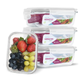 Imagem da oferta Conjunto 4 Potes Vidro Herméticos Tampa Plástico 370ml Cor Branco Papinha Nenem Retangular Freezer