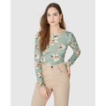 Imagem da oferta Blusa Feminina Manga Longa Floral Em Viscose Stretch