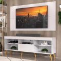 Imagem da oferta Rack Com Painel Tv 65 Retrô Flórida Up Multimóveis V1042 Cor Branco/Natural