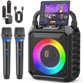 Imagem da oferta JYX Caixa de Som com Microfone para Adultos e Crianças Caixa de Som Bluetooth Portátil com 2 Microfones e Luzes de DJ
