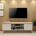 Imagem da oferta Rack Sala Estante Tv Aparador Madeira Multiuso Branco 155x58