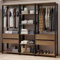 Imagem da oferta Guarda-roupa Closet Modulado Valencia 4 Gavetas 199cm Rustic/Preto Madesa 02