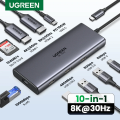 Imagem da oferta UGREE | NDual Hub 8K Adaptador HDMI 10 em 1 divisor com RJ45 USB 3.0 PD 100W