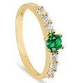 Imagem da oferta Anel em Prata com Banho Dourado com Pedra Principal Verde - AN21228