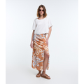 Imagem da oferta Saia Midi em Viscose com Franzido e Estampa Coqueiro