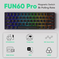 Teclado Mecânico Gamer Magnético Akko x Monsgeek Fun60 Pro SP Black & Pink Gradient 8k Switch Akko Glare Linear AKKO01