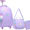 Imagem da oferta Kit Mochila 18 Escolar Juvenil Estampa Liso Com 2 Rodas Feminino Com Lancheira Térmica E Estojo