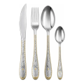 Imagem da oferta Faqueiro Luxo Premium 24 Peças Talheres Prata E Dourado Prateado