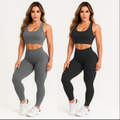 Imagem da oferta Kit 2 Conjuntos Calça Legging E Top Roupas Para Academia