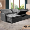 Imagem da oferta Sofá 3 Lugares Cama inBox Marselha com 180 cm de Largura Retrátil com Baú e Revestimento Suede Velusoft - Cinza