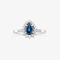 Imagem da oferta Anel em Gota com Safira e Diamantes em Ouro Branco 18k