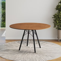 Imagem da oferta Mesa de Jantar London Base de Ferro Modelo Tubular 4 Pés Tampo de Madeira 90cm Redondo