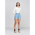 Imagem da oferta Shorts Curto Reto Cintura Alta Em Jeans Denim