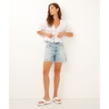 Imagem da oferta Short mom jeans alongado barra desfiada