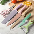 Imagem da oferta Kit 6 Peças Conjunto de Faca Churrasco Carne Legumes Descascador Tesoura Profissional