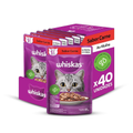 Imagem da oferta Pack de Ração Úmida Whiskas Sachê Carne ao Molho para Gatos Adultos 40 sachês de 85 g